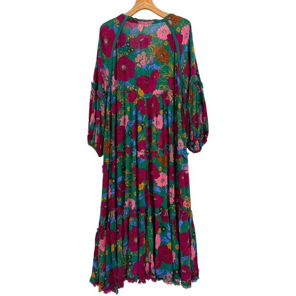 Free People In The Moment Dress Oversized Boho Floral Green Floral Print M - Picture 4 of 15